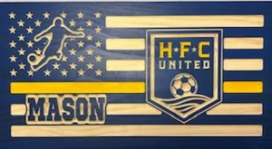 CUSTOM: HFC UNITED SOCCER WITH BOY PLAYER IN UNION (BLUE/GOLD)